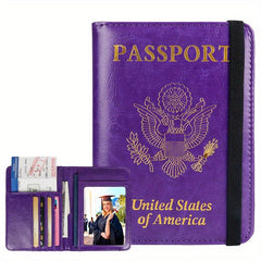 Business PU Leather Passport & Vaccine Card Holder
