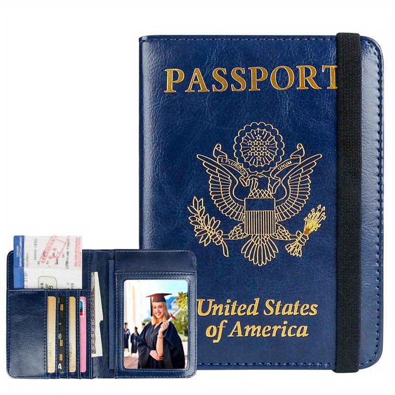 Business PU Leather Passport & Vaccine Card Holder