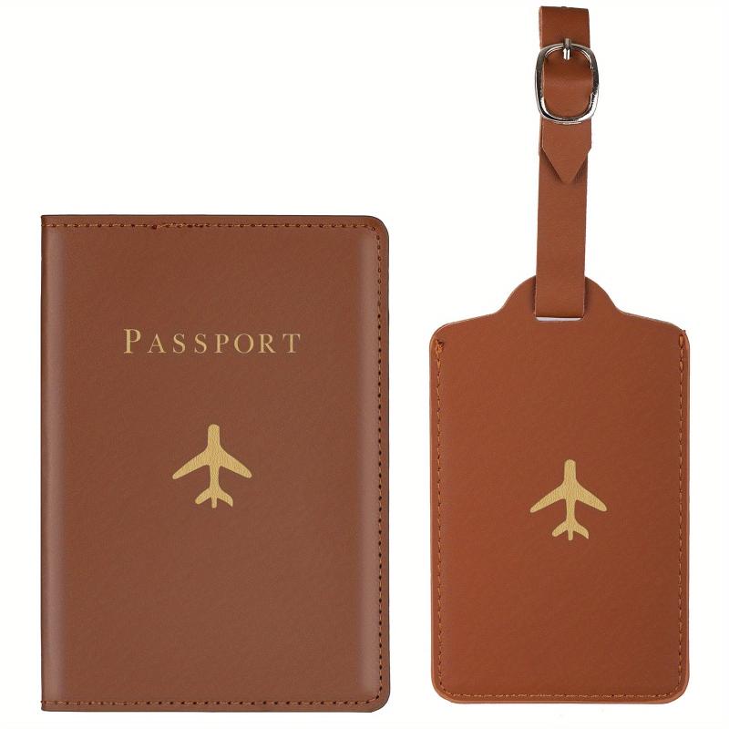 Airplane Pattern Passport Holder And Luggage Tag Set