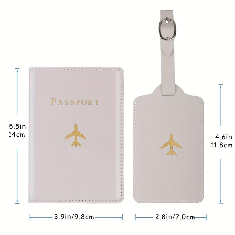 Airplane Pattern Passport Holder And Luggage Tag Set