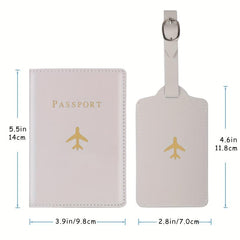 Airplane Pattern Passport Holder And Luggage Tag Set