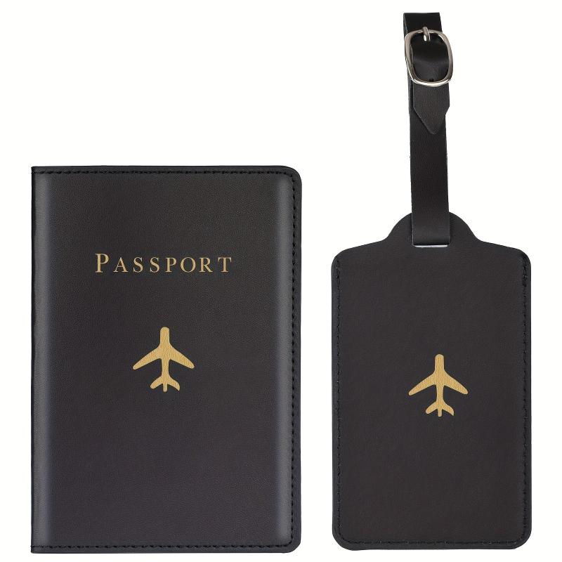Airplane Pattern Passport Holder And Luggage Tag Set