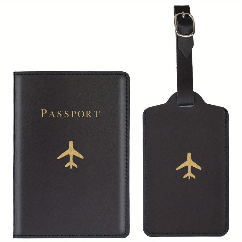 Airplane Pattern Passport Holder And Luggage Tag Set