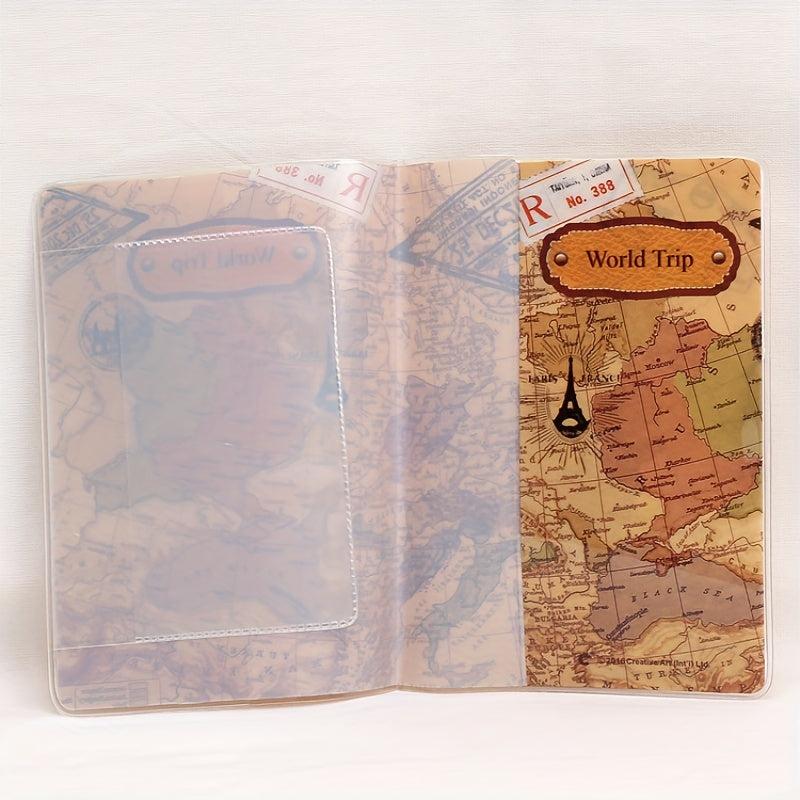 PVC World Map Passport Holder Travel Accessories