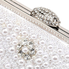 Faux Pearl Evening Clutch Bag Top Frame Handbag Chain Purse