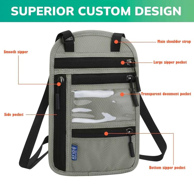 RFID Crossbody Passport Bag with Shoulder Strap