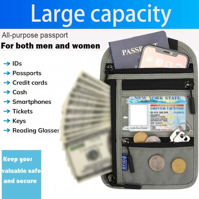 RFID Crossbody Passport Bag with Shoulder Strap