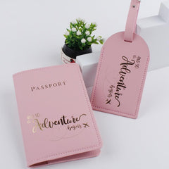 2pcs Letter Graphic Passport Holder Luggage Tag Set