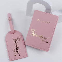 2pcs Letter Graphic Passport Holder Luggage Tag Set