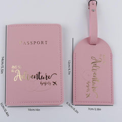 2pcs Letter Graphic Passport Holder Luggage Tag Set