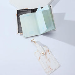 2pcs Marbled Passport Holder And ID Case