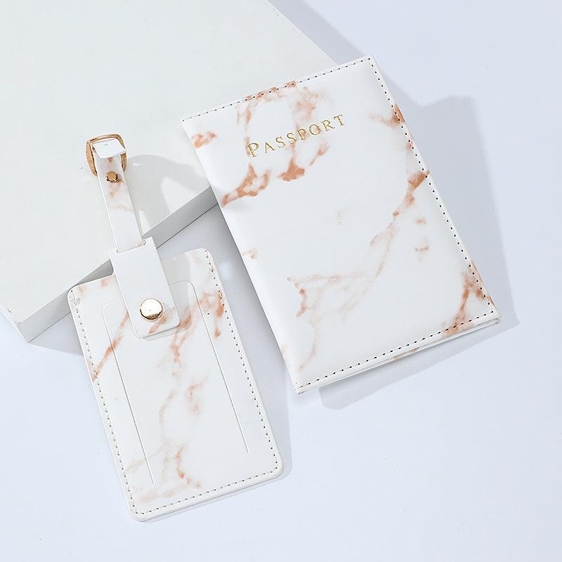 2pcs Marbled Passport Holder And ID Case