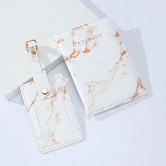 2pcs Marbled Passport Holder And ID Case