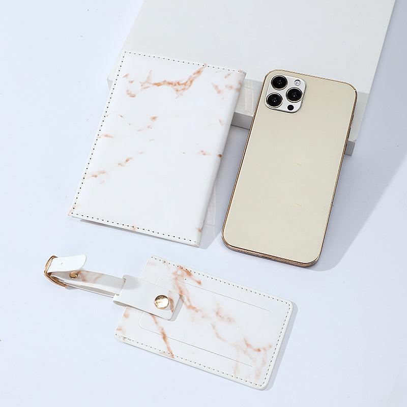 2pcs Marbled Passport Holder And ID Case