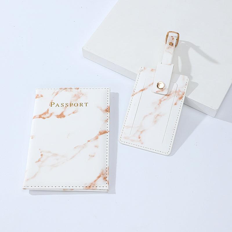 2pcs Marbled Passport Holder And ID Case