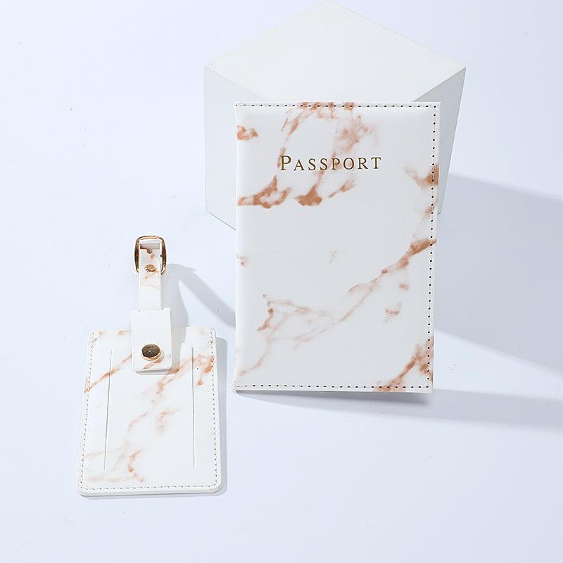 2pcs Marbled Passport Holder And ID Case