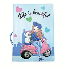 Cartoon Beauty Passport Holder Travel Around The World Document Storage Bag