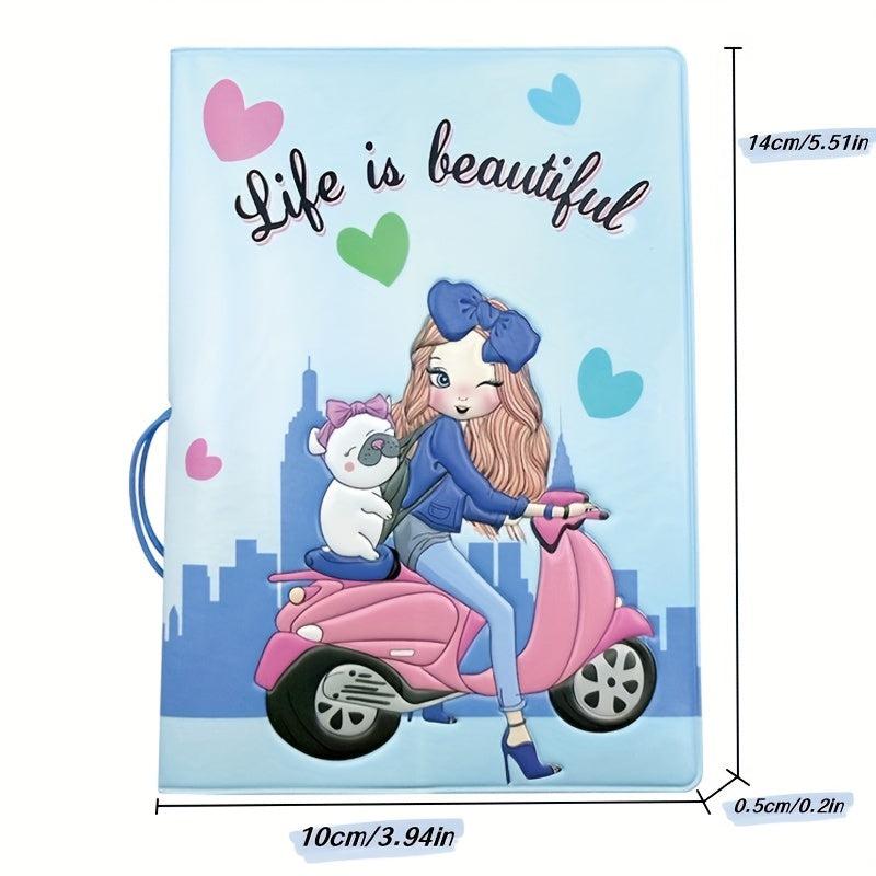 Cartoon Beauty Passport Holder Travel Around The World Document Storage Bag