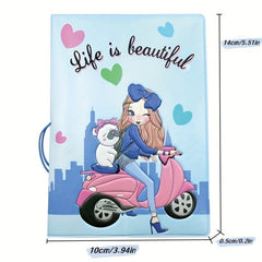 Cartoon Beauty Passport Holder Travel Around The World Document Storage Bag