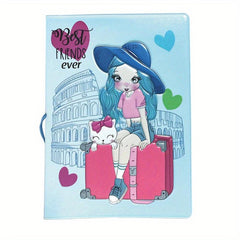 Cartoon Beauty Passport Holder Travel Around The World Document Storage Bag