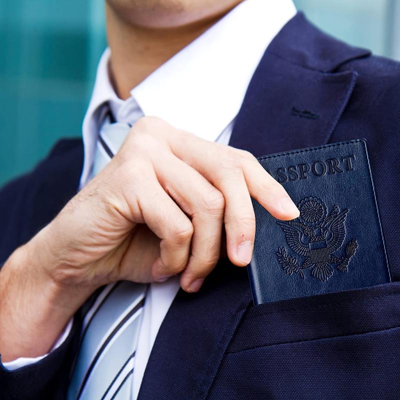 Passport Holder & Vaccine Card Travel Wallet PU Leather Unisex