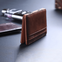 Engraved Card Holder For Men Slim PU Leather Wallet