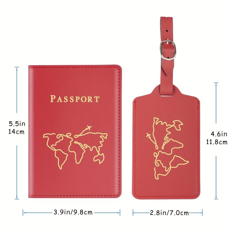 Map Pattern Passport Holder Luggage Tag Set