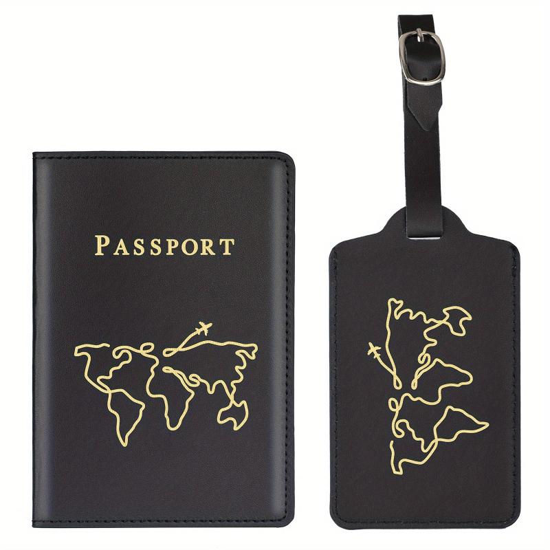 Map Pattern Passport Holder Luggage Tag Set