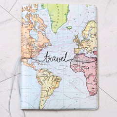 3D Map Passport Holder Travel Set PU Leather Passport Protector Ticket Bag