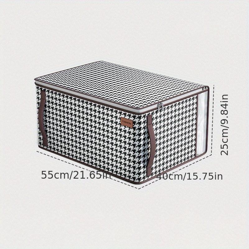 Houndstooth Pattern Zipper Bag Large Capacity Storage Organizer