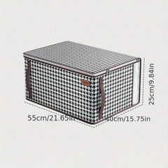 Houndstooth Pattern Zipper Bag Large Capacity Storage Organizer