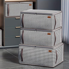 Houndstooth Pattern Zipper Bag Large Capacity Storage Organizer