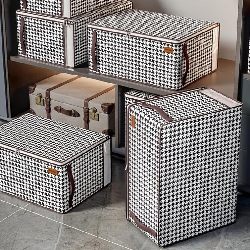 Houndstooth Pattern Zipper Bag Large Capacity Storage Organizer