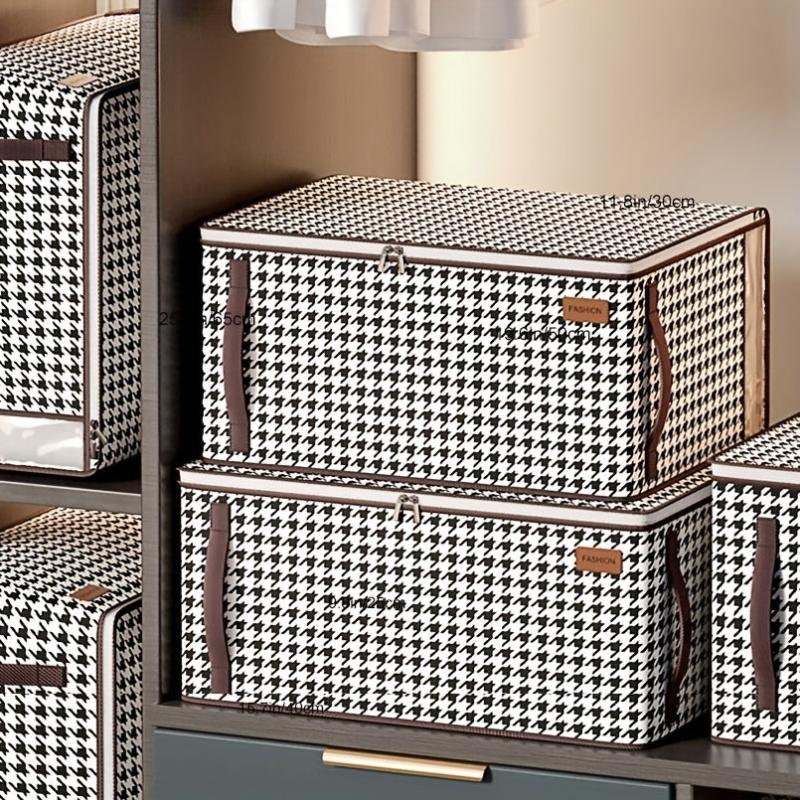 Houndstooth Pattern Zipper Bag Large Capacity Storage Organizer