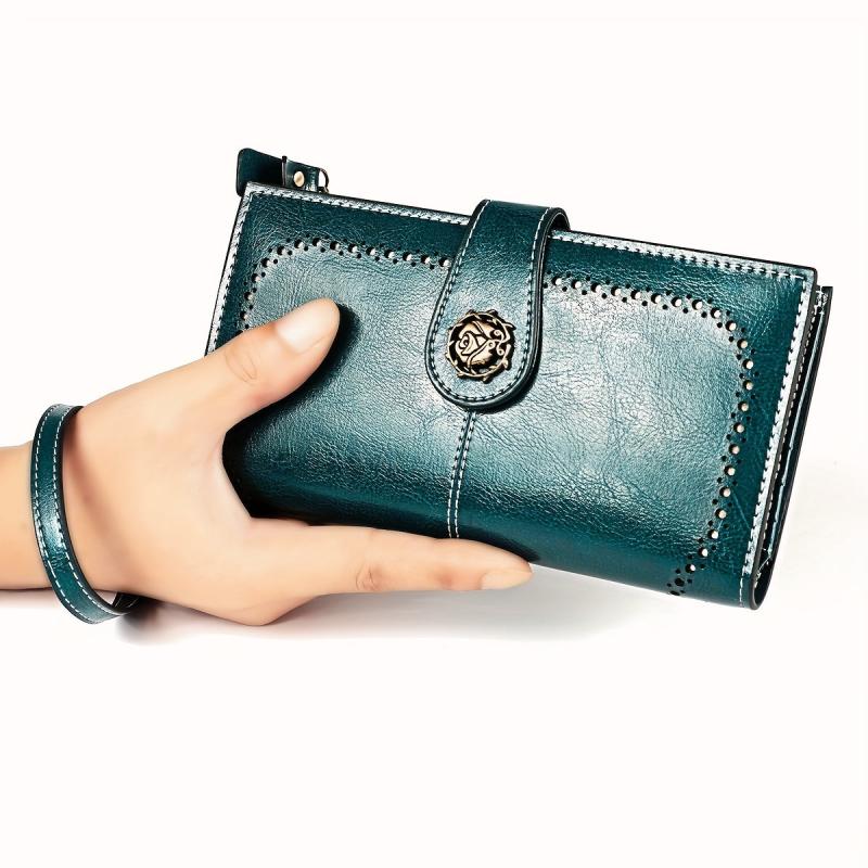 RFID Blocking Leather Card Holder Wristlet