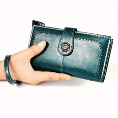 RFID Blocking Leather Card Holder Wristlet