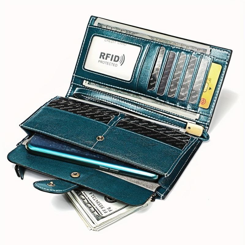 RFID Blocking Leather Card Holder Wristlet
