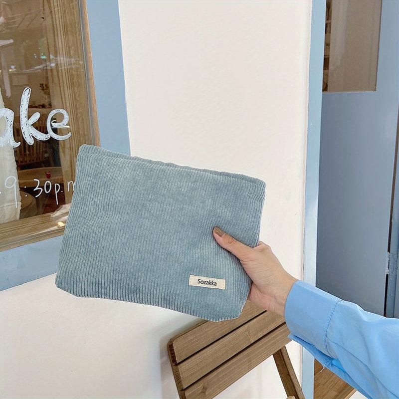 Lightweight Corduroy Makeup Bag Zipper Travel Pouch