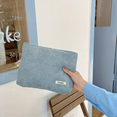Lightweight Corduroy Makeup Bag Zipper Travel Pouch