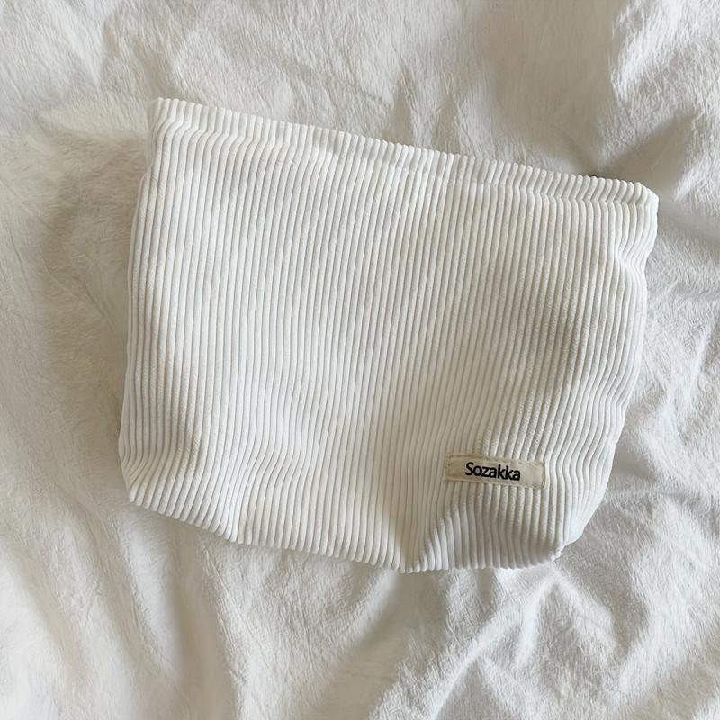 Lightweight Corduroy Makeup Bag Zipper Travel Pouch