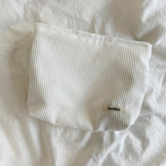 Lightweight Corduroy Makeup Bag Zipper Travel Pouch