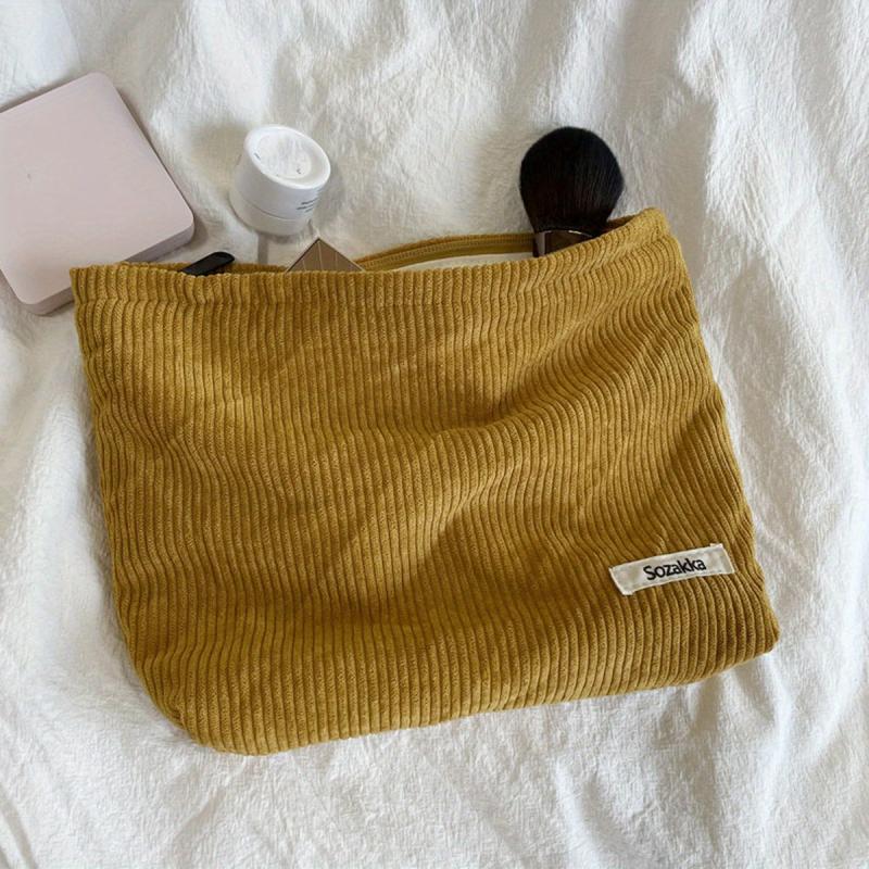 Lightweight Corduroy Makeup Bag Zipper Travel Pouch