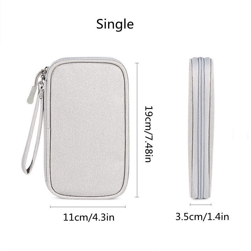 Portable Data Cable Bag Zipper Travel Storage Bag