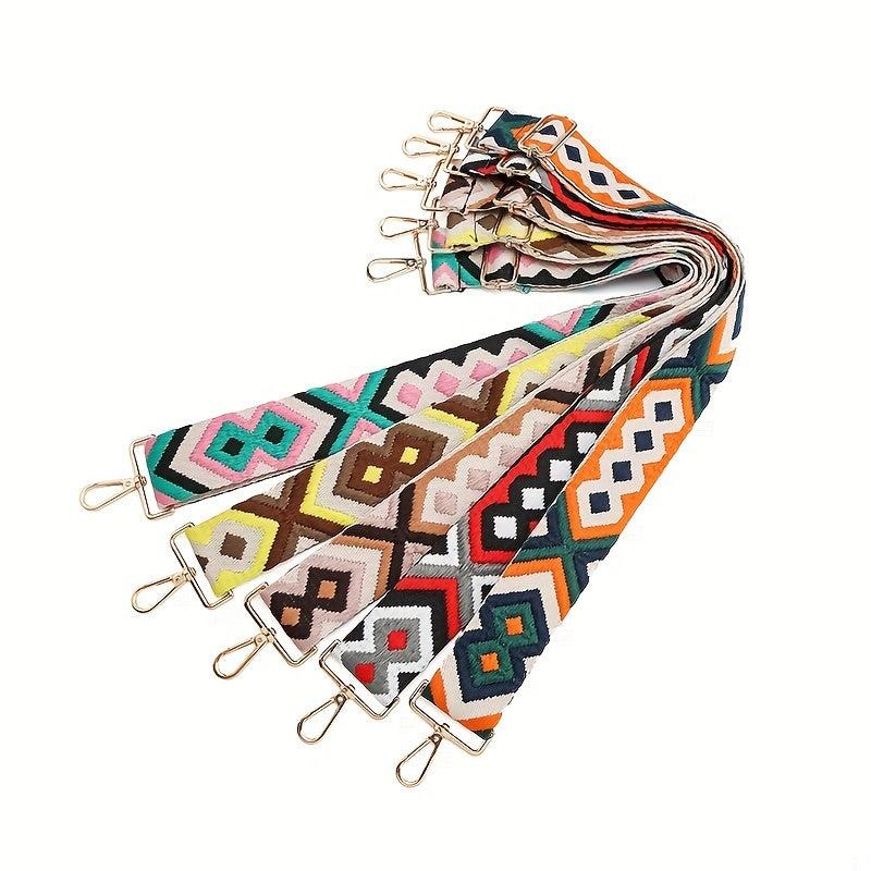 Ethnic Geometric Pattern Bag Strap Lightweight Adjustable Strap For Shoulder Bag