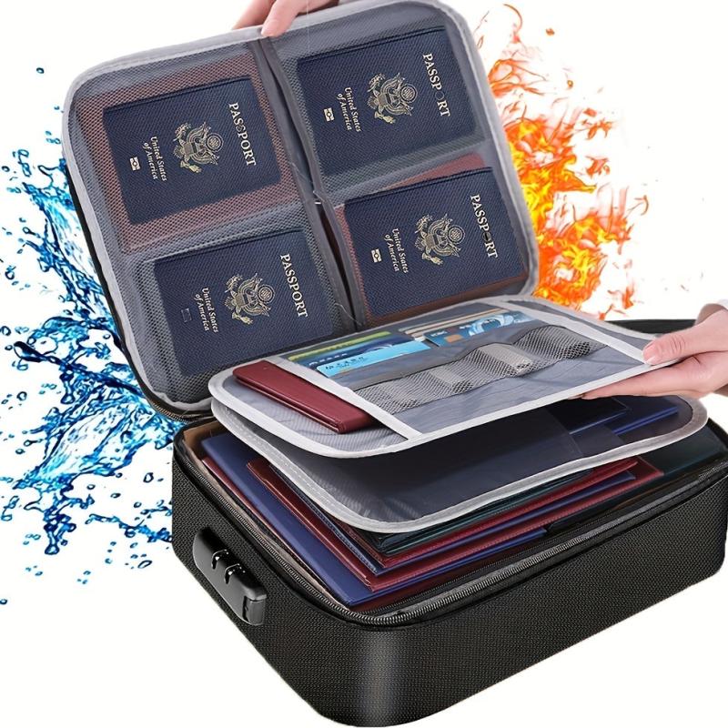 Document Bag w/ Lock 3 Layer File Water Resistant Zipper Storage Case