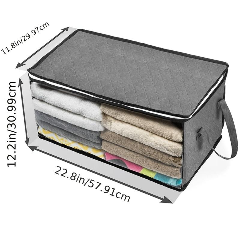 Large Capacity Clothes Storage Bag Quilted Organizer Foldable Zipper