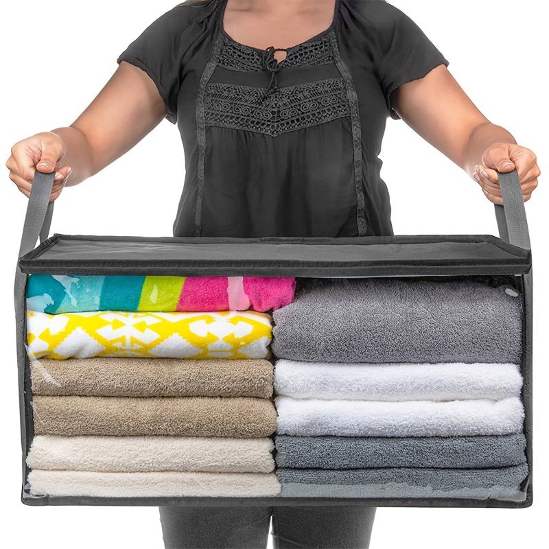 Large Capacity Clothes Storage Bag Quilted Organizer Foldable Zipper