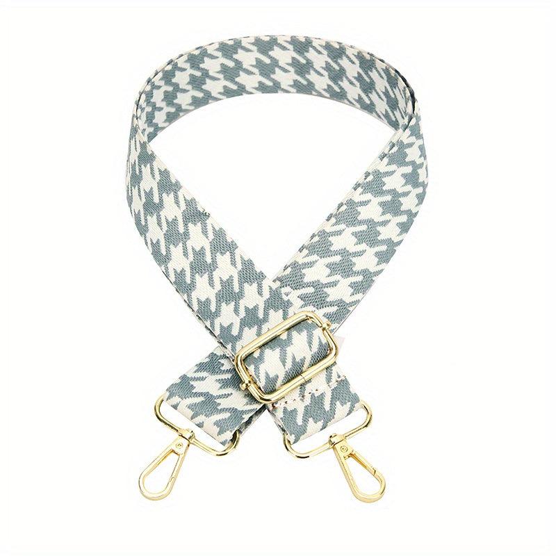 Houndstooth Pattern Shoulder Strap Lock Decor Belt