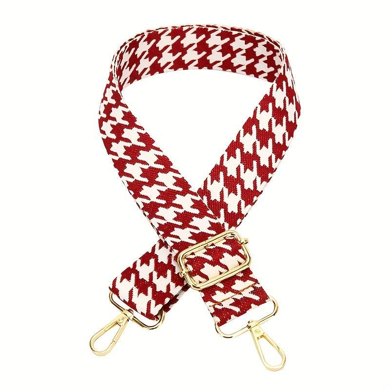 Houndstooth Pattern Shoulder Strap Lock Decor Belt