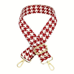 Houndstooth Pattern Shoulder Strap Lock Decor Belt